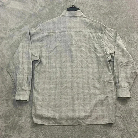 Ermenegildo Zegna Shirt Mens Large Gray Long Sleeve Button Down Plaid Office - Picture 6 of 6